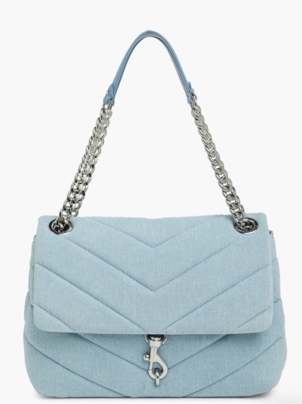 Rebecca Minkoff Denim Quilted Maxi Shoulder Bag